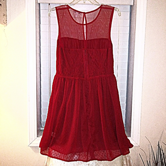 dELiAs Red Mesh and Lace Party Dress - Picture 3 of 16